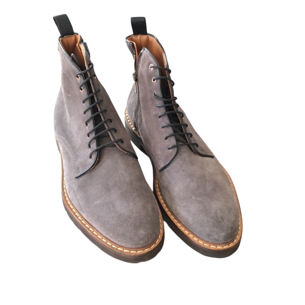 Good Man Brand Gray Leather Lace Ankle Boots 10